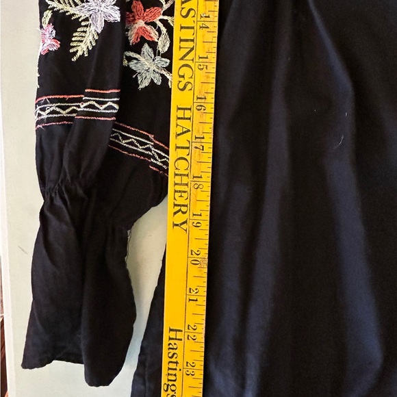 Free People Black Embroidered Drop Shoulder Dress Top Large - New with tags - Picture 6 of 6